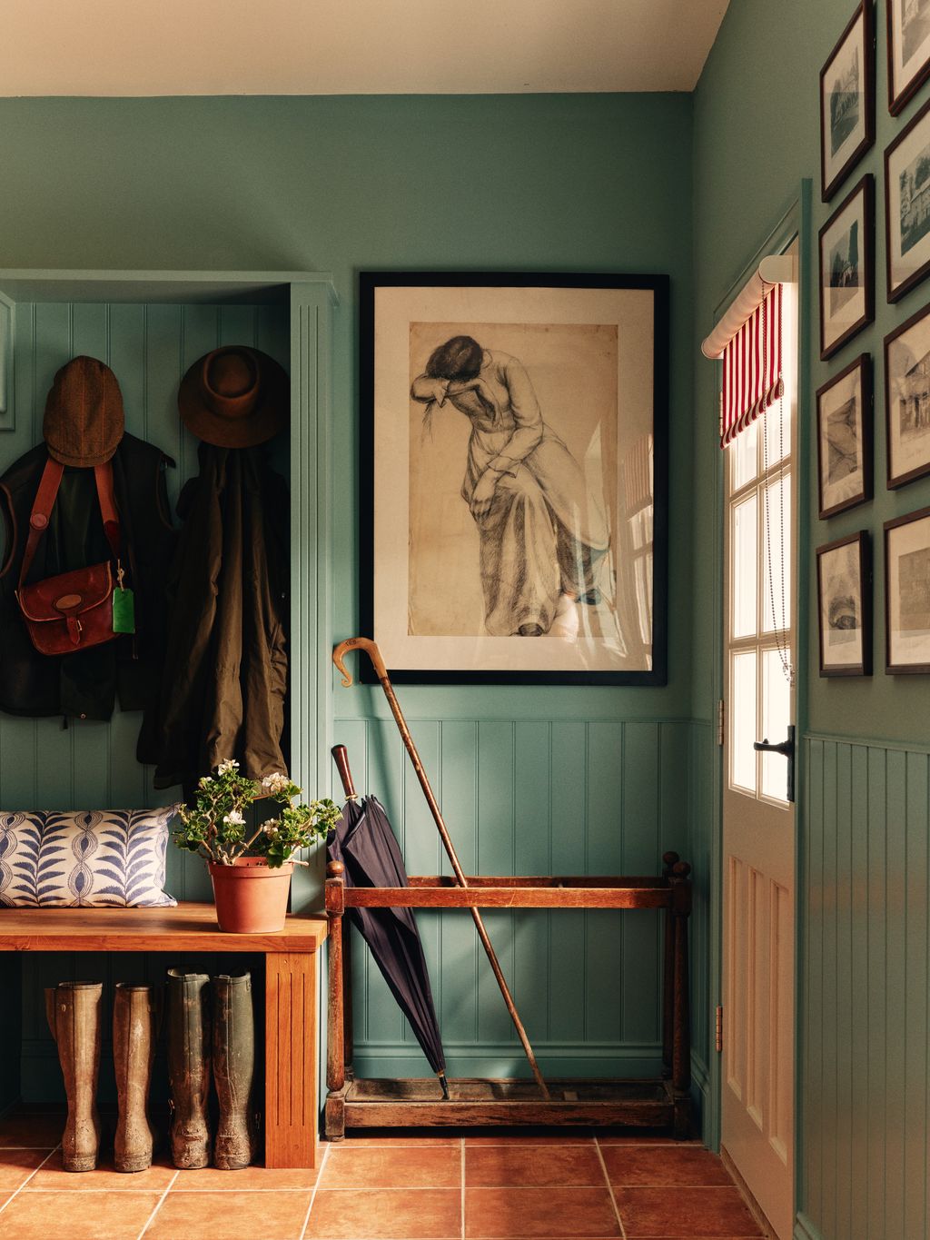 Image may contain Indoors Interior Design Floor Adult Person Wedding Clothing Hat Plant Accessories and Bag